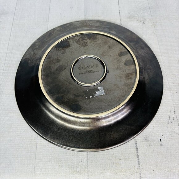 Cindy Crawford Metallic Bronze Hammer Rim Cream Ceramic Dinner Plates Set of 4 - Picture 9 of 16